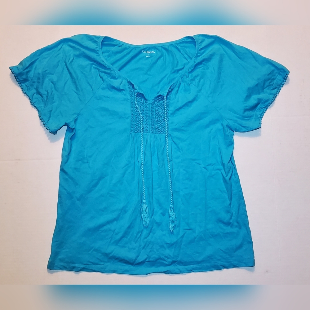 Kim Rodgers Long Sleeve Top Womens Large  Blue